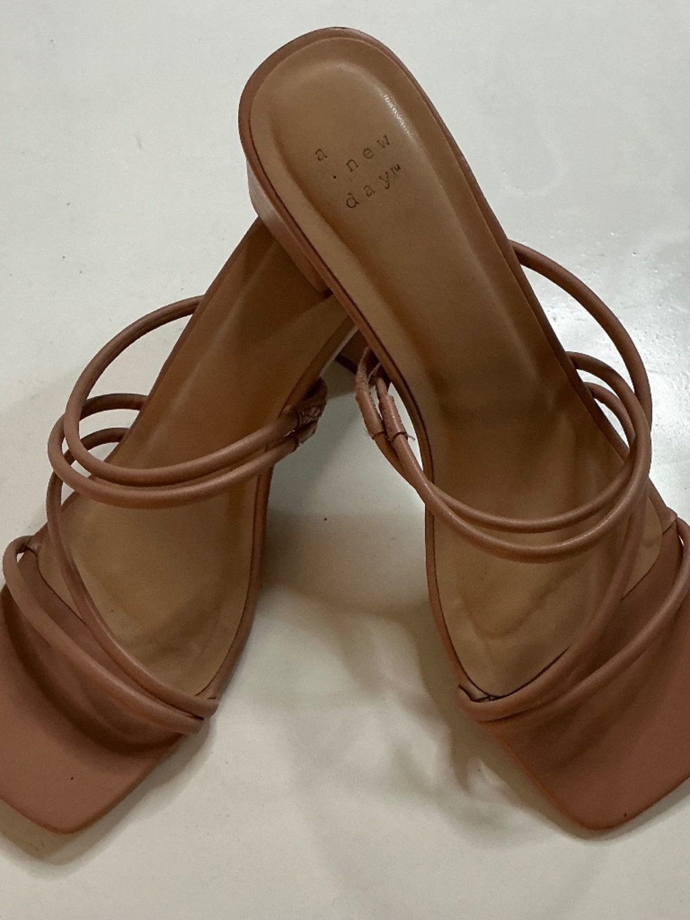 New Day Mule blush pink strappy design square toe size 10